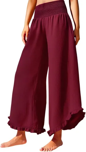 Las Vegas Outfits for Women Palcomfy Pants Women's Summer Linen Pants High Waisted Drawstring Printed Bohemian Capris
