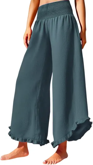 Las Vegas Outfits for Women Palcomfy Pants Women's Summer Linen Pants High Waisted Drawstring Printed Bohemian Capris