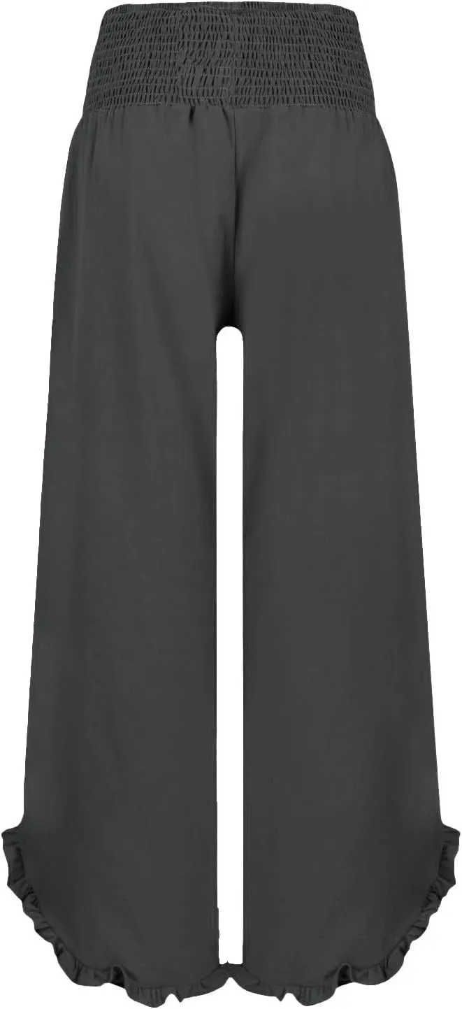 Las Vegas Outfits for Women Palcomfy Pants Women's Summer Linen Pants High Waisted Drawstring Printed Bohemian Capris
