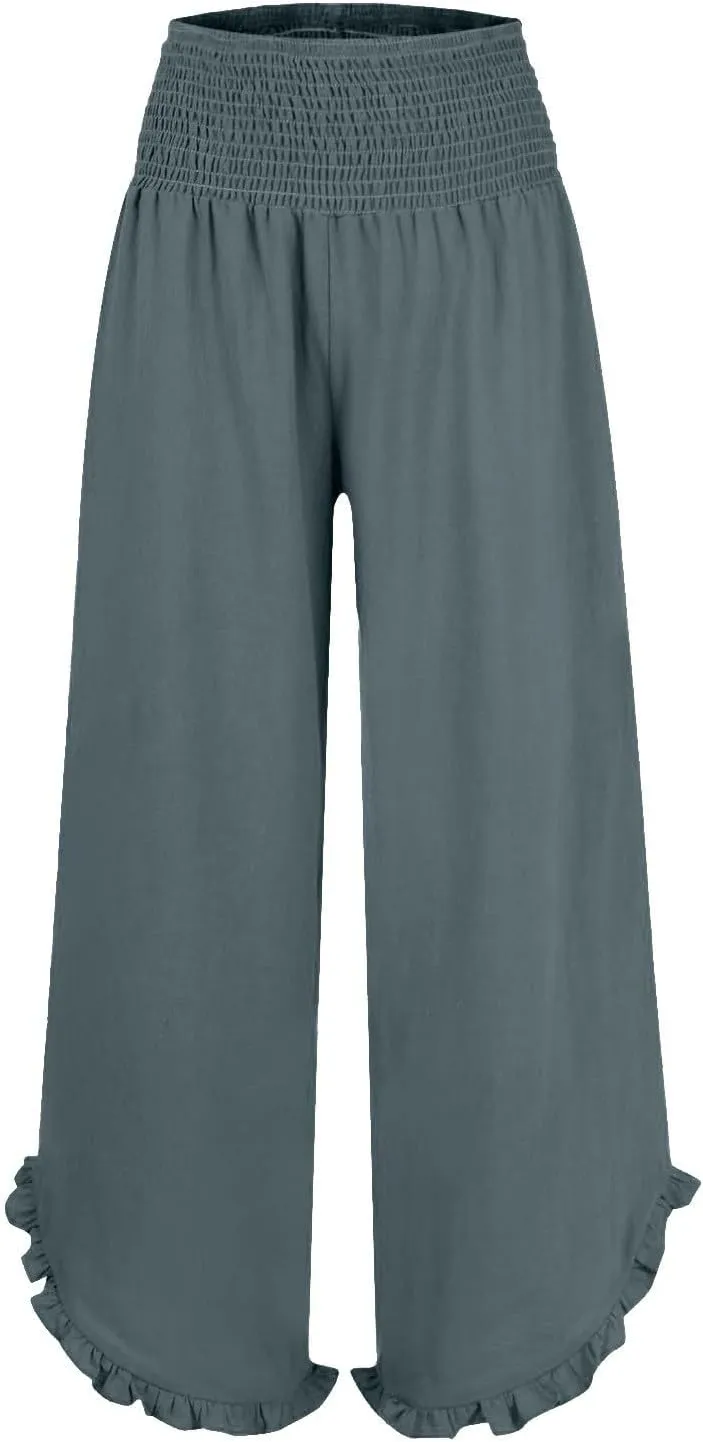 Las Vegas Outfits for Women Palcomfy Pants Women's Summer Linen Pants High Waisted Drawstring Printed Bohemian Capris