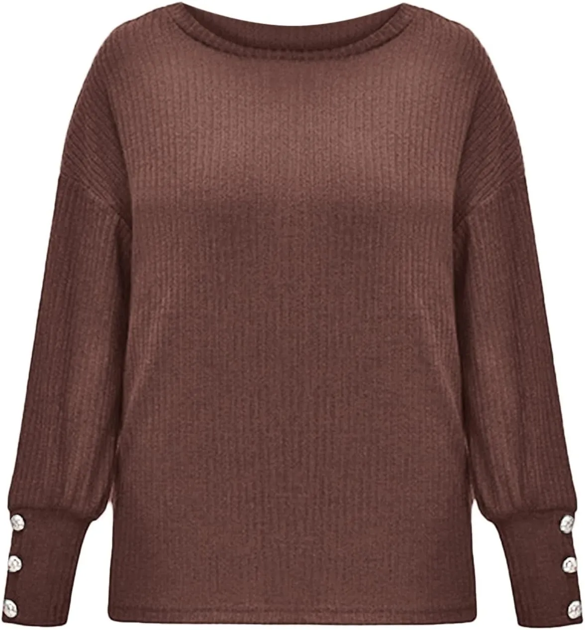 LCMTWX Oversized Sweater for Women Button Long Pullover Women Tops Turtleneck Sweater Round Neck Striped Pullover 2023 Fall