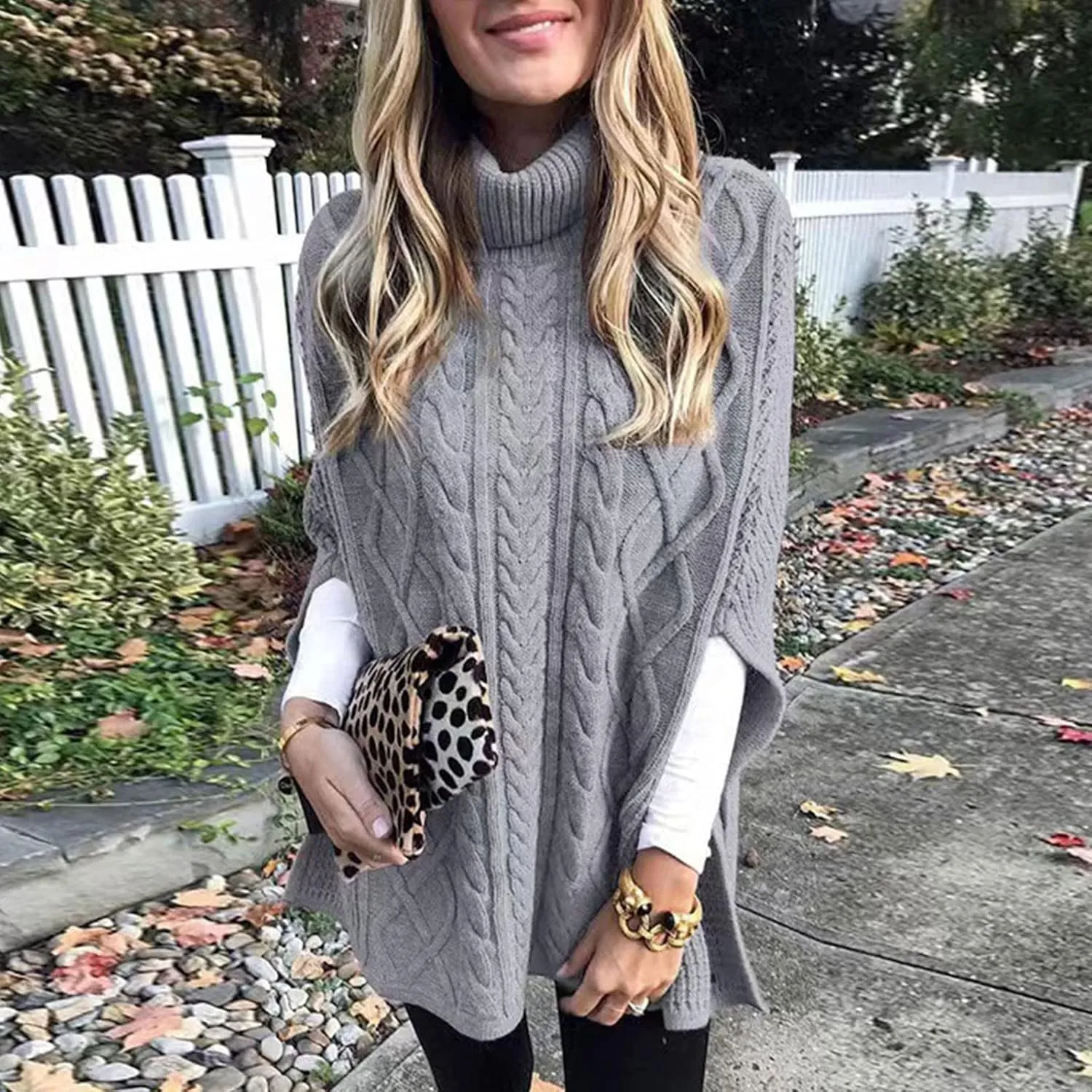 LCMTWX Women's 2023 Winter Pullover Sweater Sleeve Button Knitted Turtleneck Sweater Loose Long Sleeve Tops Shirts Womens
