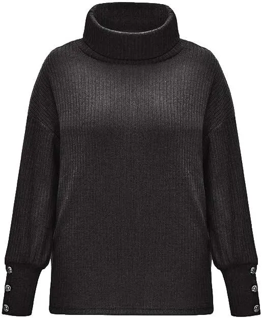 LCMTWX Women's 2023 Winter Pullover Sweater Sleeve Button Knitted Turtleneck Sweater Loose Long Sleeve Tops Shirts Womens