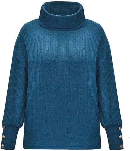 LCMTWX Womens Plus Size Sweater Button Long Pullover Women Tops Turtleneck Sweater Fall Fuzzy Knit Warm Pullover Sweater