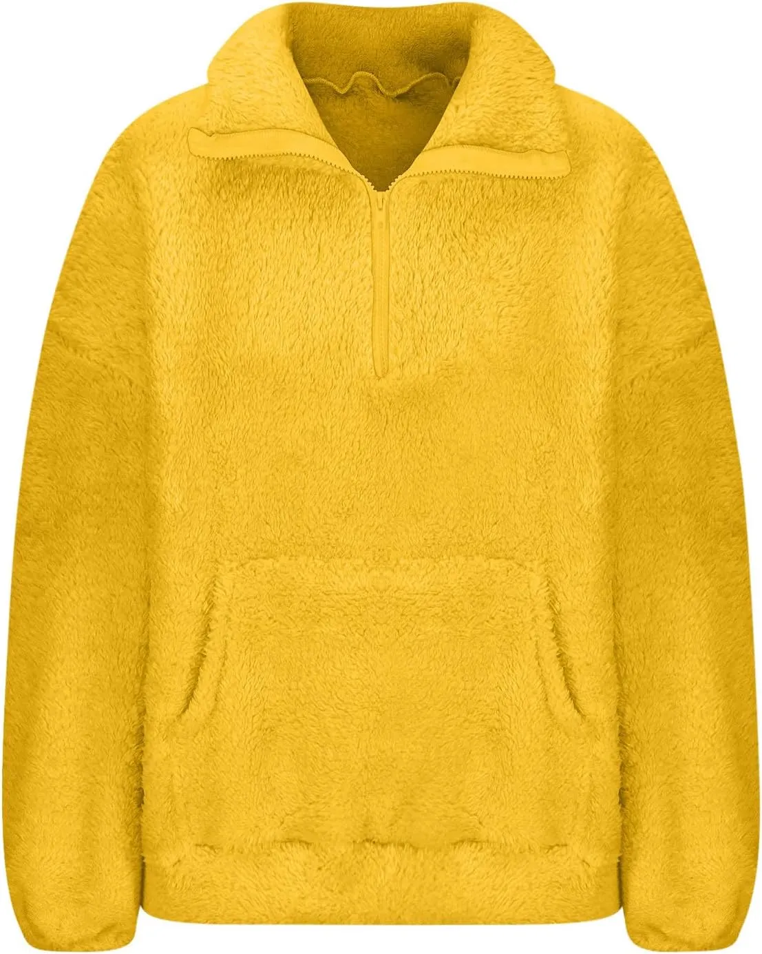 lcziwo Womens Fleece Pullover Half Zip Oversized Sherpa Cropped Sweatshirt Fuzzy Warm Winter Clothes with Pockets