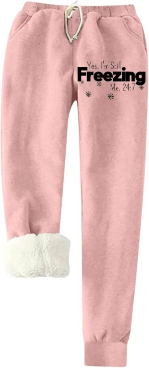 Leggings Fleece Lined Leggings Women Thick Sherpa Polar Lined Jogger Pants Printed Sweatpant Winter Thermal Athletic Lounge Womens Jogger Sweatpants