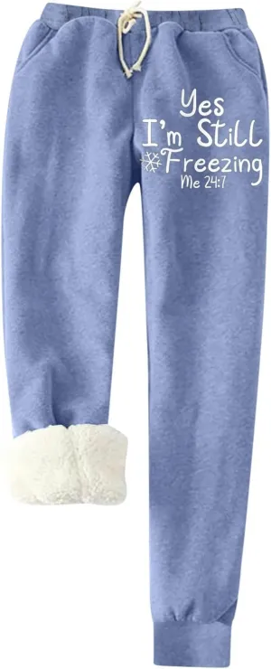 Leggings Gym Fleece Lined Leggings Women Thick Sherpa Polar Lined Jogger Pants Printed Sweatpant Winter Thermal Athletic Lounge 7/8 Leggings for Women