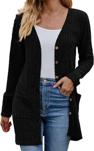 Long Cardigans For Women Fall Fashion Open Front Business Cable Knitted Cardigan Casual Slouchy Button Down Sweaters