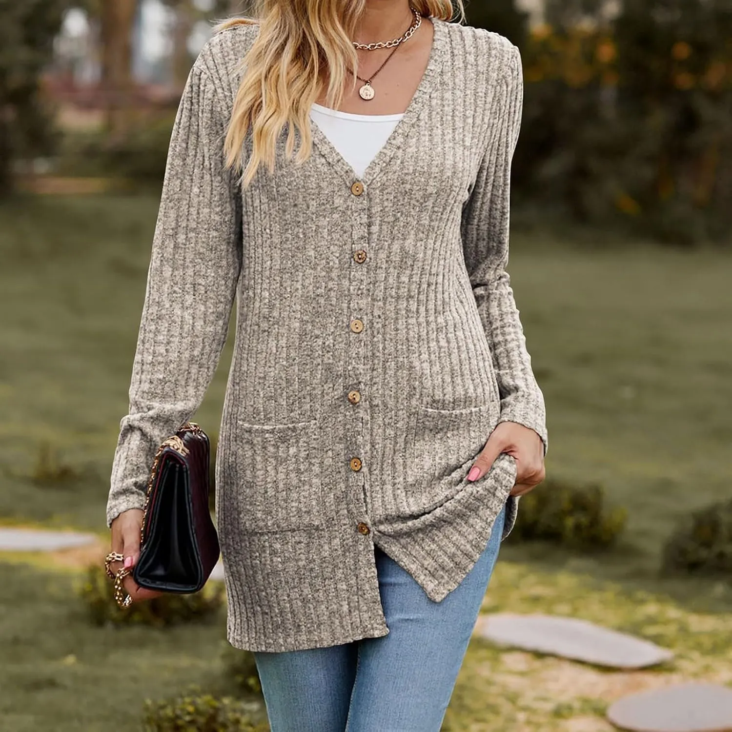 Long Cardigans For Women Fall Fashion Open Front Business Cable Knitted Cardigan Casual Slouchy Button Down Sweaters
