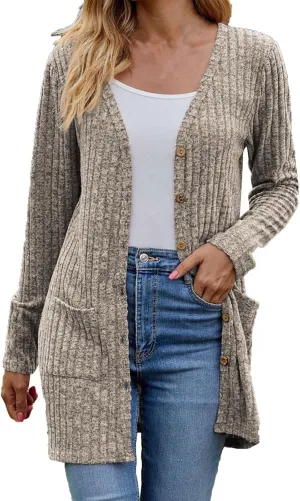 Long Cardigans For Women Fall Fashion Open Front Business Cable Knitted Cardigan Casual Slouchy Button Down Sweaters