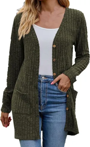 Long Cardigans For Women Fall Fashion Open Front Business Cable Knitted Cardigan Casual Slouchy Button Down Sweaters