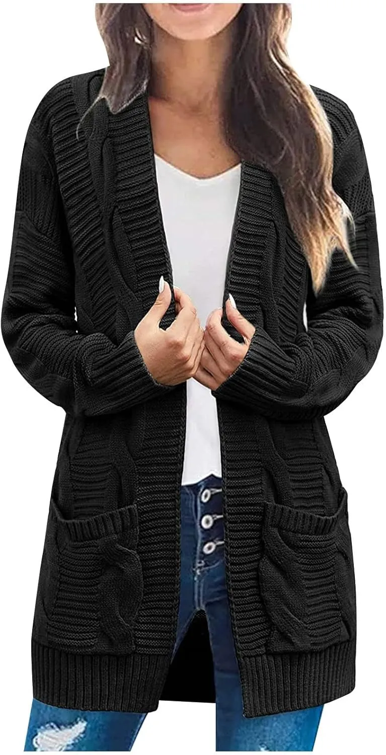 Long Cardigans for Women Oversized Chunky Knit Sweater Fall Plus Size Sweater Coats with Pockets Oversized Casual Jacket