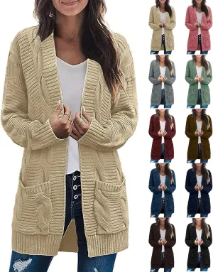 Long Cardigans for Women Oversized Chunky Knit Sweater Fall Plus Size Sweater Coats with Pockets Oversized Casual Jacket