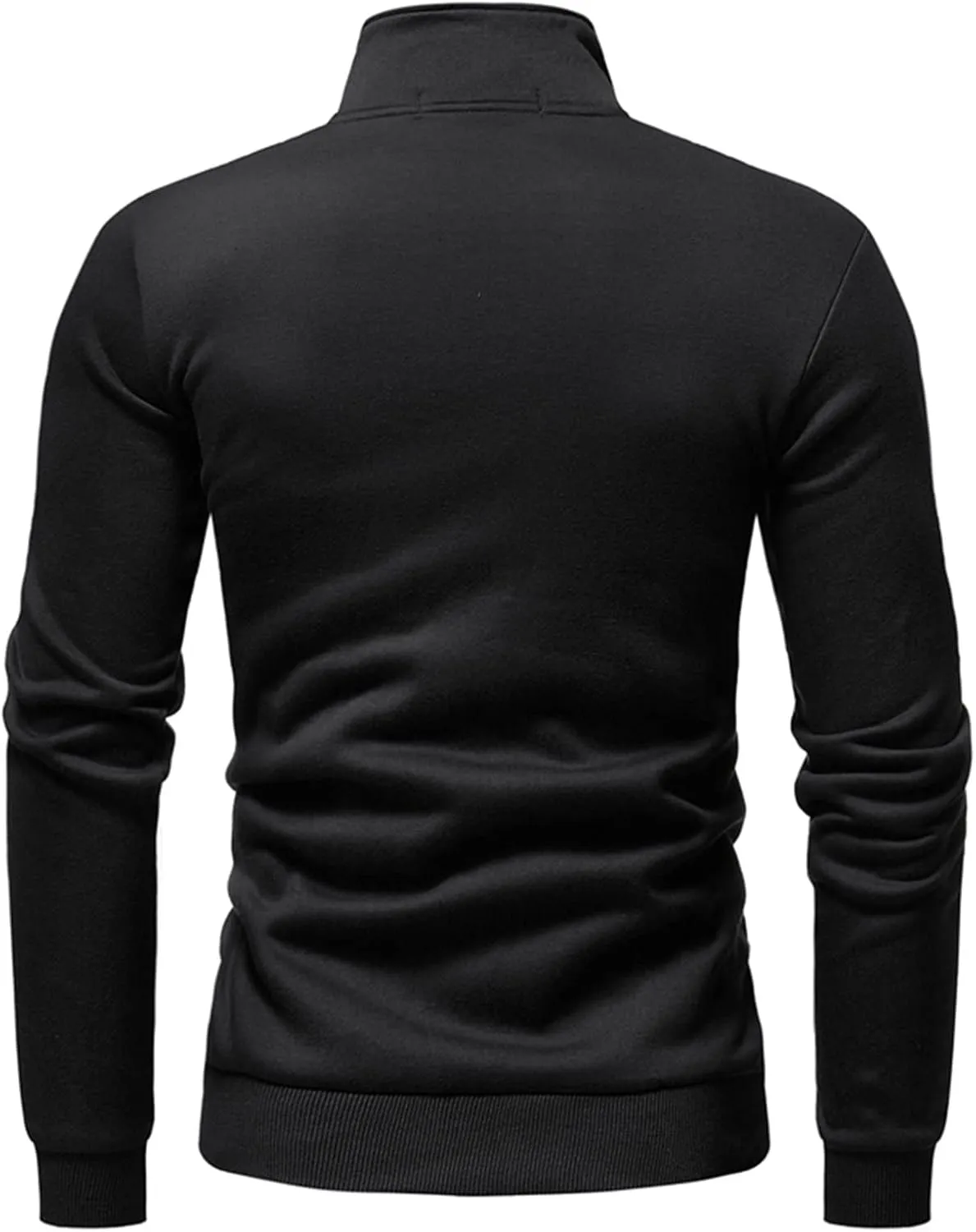 Maiyifu-GJ Men's Casual Full Zip Stand Collar Cardigans Lightweight Fleece Mock Neck Sweatshirt Slim Fit Winter Warm Jacket