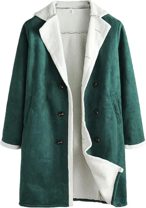 Maiyifu-GJ Mens Sherpa Lined PU Leather Coats Fur Collar Motorcycle Jackets Winter Windbreaker Trench Overcoat