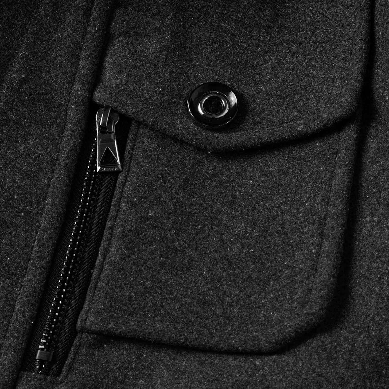 Men Winter Warm Pea Coat Casual Double Collar Woolen Blend Trench Jacket Thicken Mid Length Windproof Pocket Overcoat