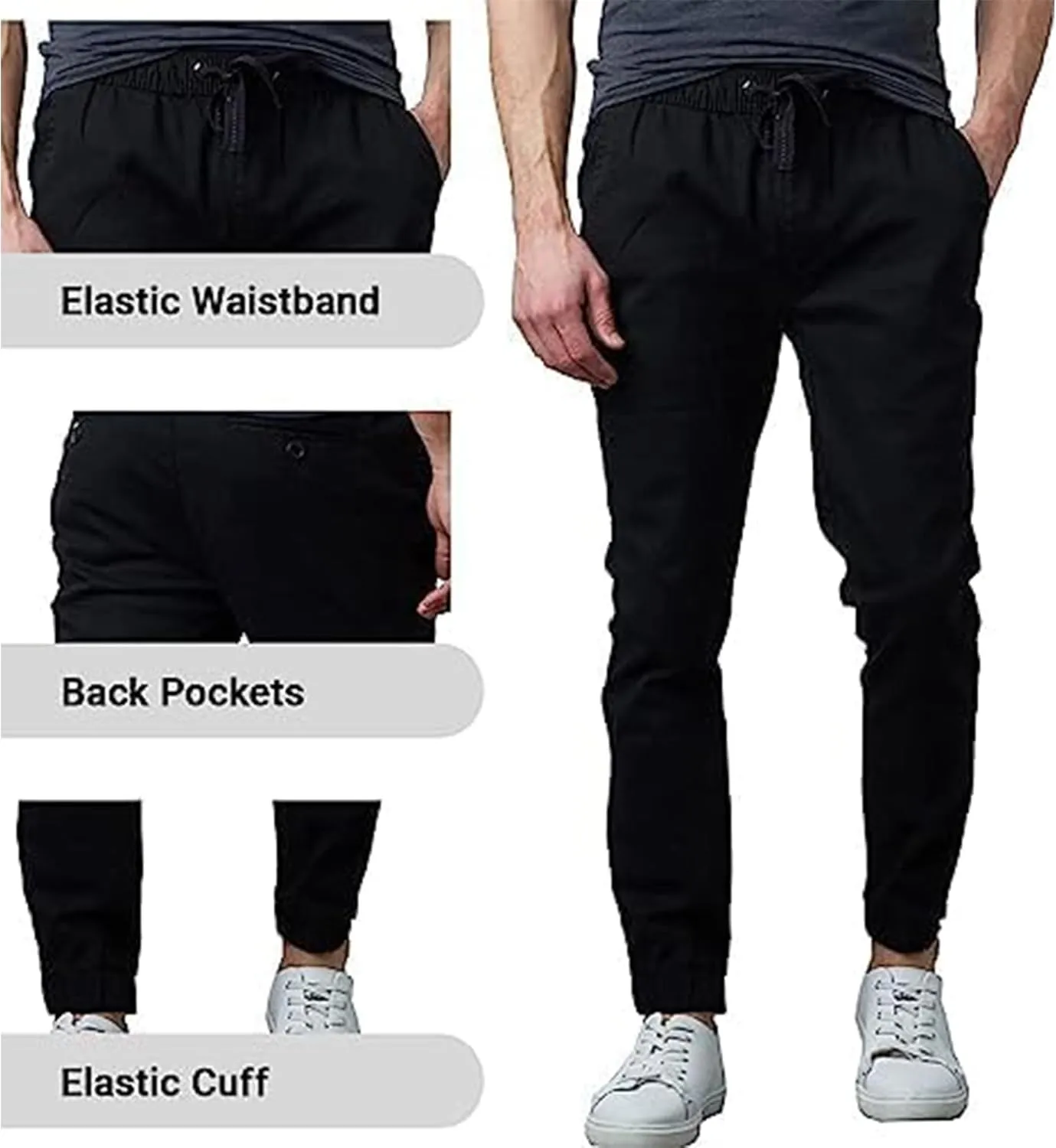 Men's 2-Pack Classic Cotton Stretch Twill Jogger Pants