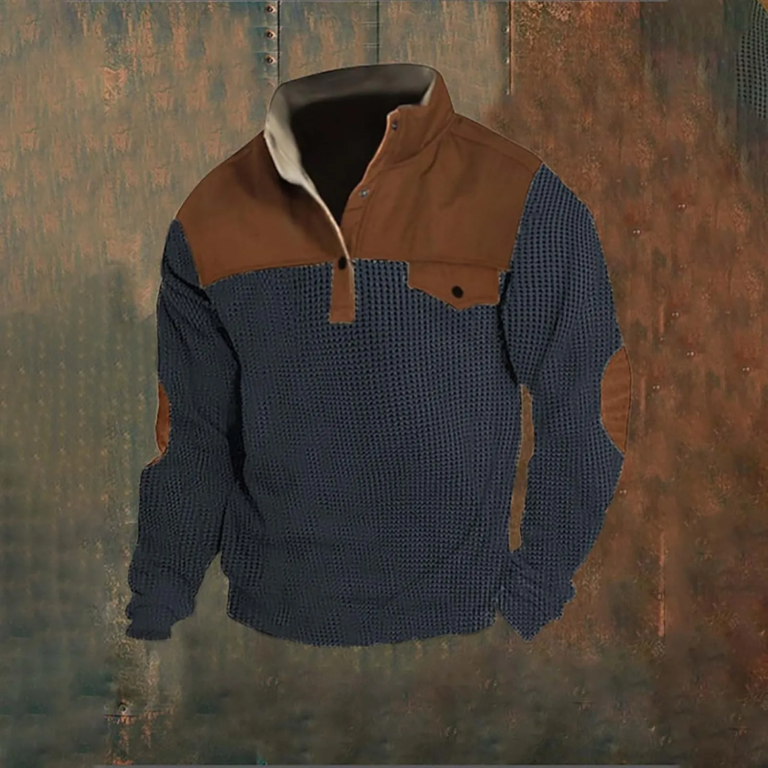 Mens 2023 Henley Pullover Sweatshirts Fashion Casual Slim Fit Button Down Cable Knitted Stand Collar Cardigan Sweater
