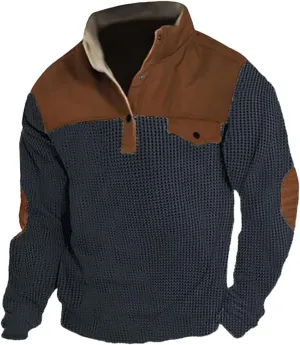 Mens 2023 Henley Pullover Sweatshirts Fashion Casual Slim Fit Button Down Cable Knitted Stand Collar Cardigan Sweater