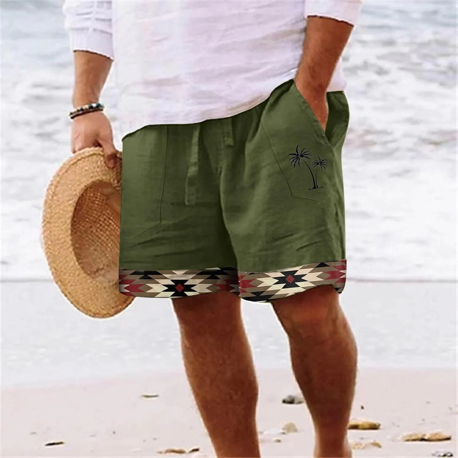 Mens 2025 Casual Shorts Summer Casual Classic Fit Drawstring Shorts Elastic Waist Loose Fit Short with Pockets