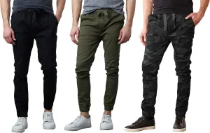 Men's 3-Pack Classic Cotton Stretch Twill Jogger Pants