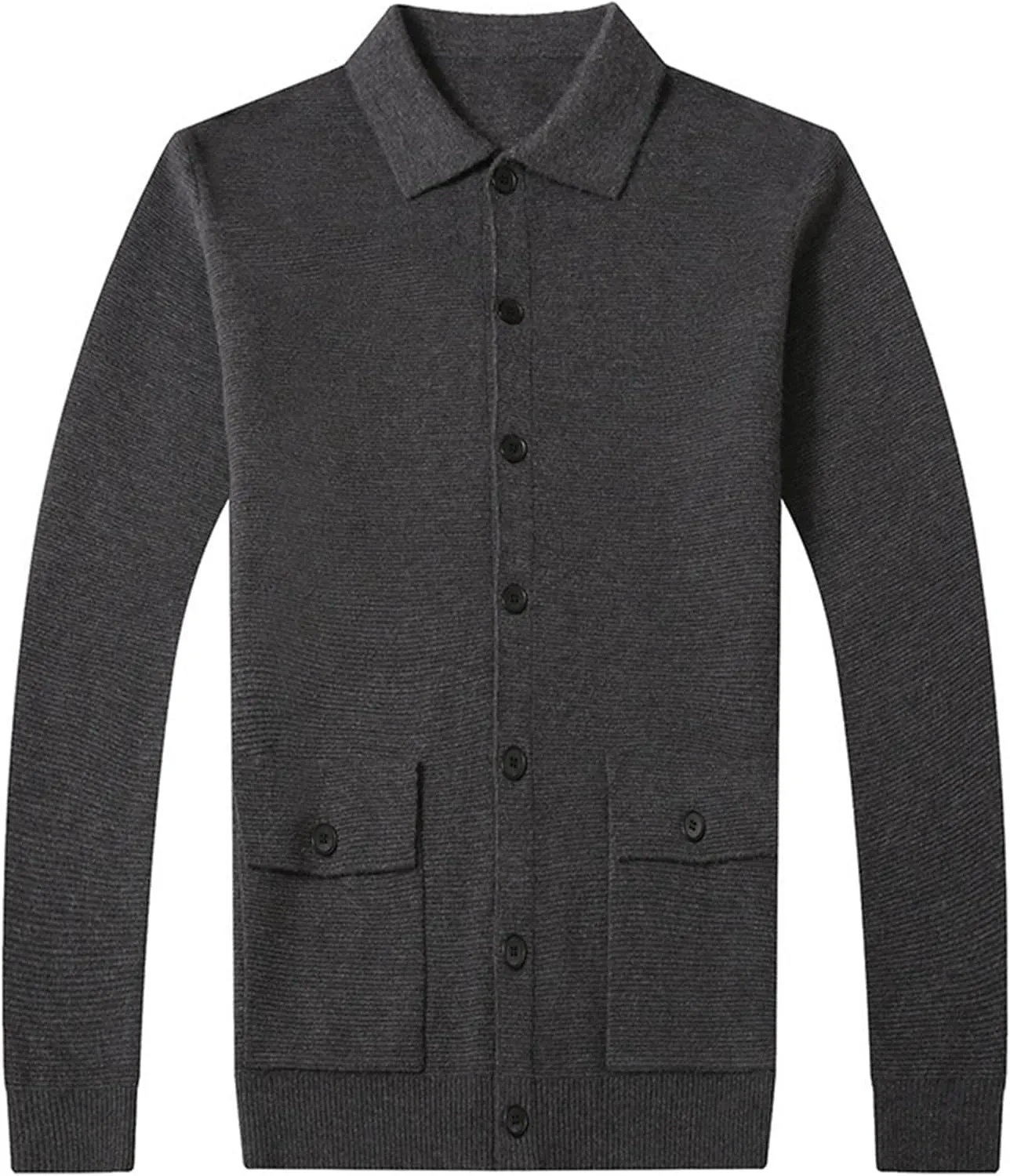 Men's Button Down Cardigan Lapel Sweater Relaxed Fit Casual Pockets Sweater Knitted Solid Soft Sweaters