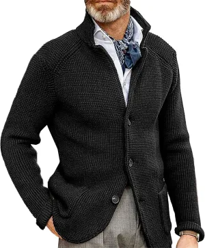 Men's Cardigan Knitted Jacket Slim Fit Button Down Male Knit Jackets Loose Fit Long Sleeve Casual Cardigans