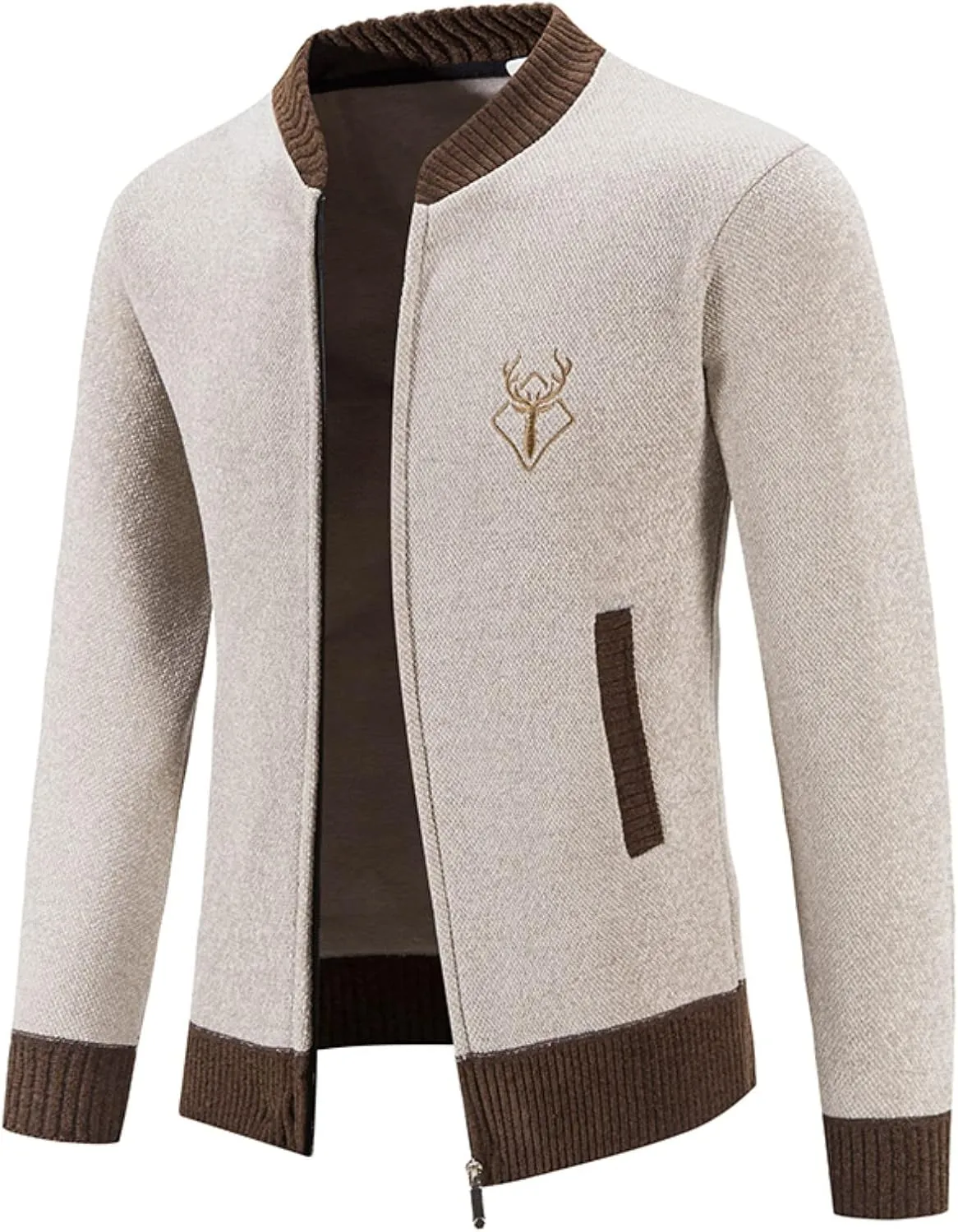 Mens Cardigan, Mens Cable Knit Cardigan Sweater Shawl Collar Loose Fit Long Sleeve Casual Cardigans with Pockets