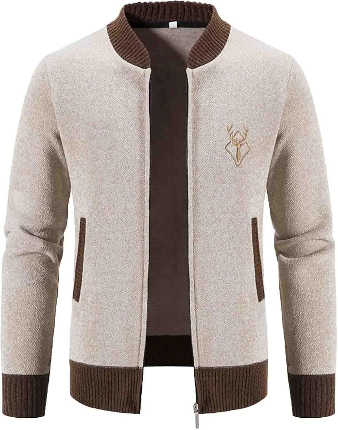 Mens Cardigan, Mens Cable Knit Cardigan Sweater Shawl Collar Loose Fit Long Sleeve Casual Cardigans with Pockets