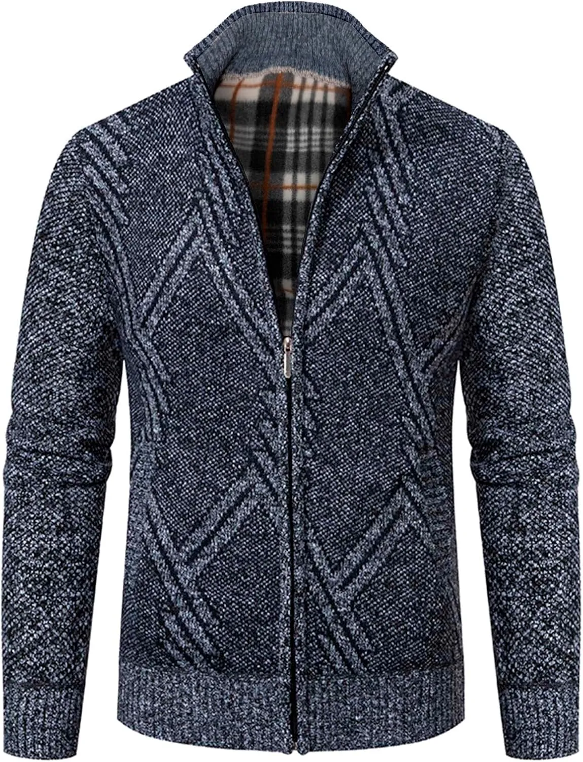 Mens Cardigan, Men's Full Zip Cardigan Sweaters Unisex Relax Fit Lapel Collar Long Sleeve Casual Ribbed Sweater