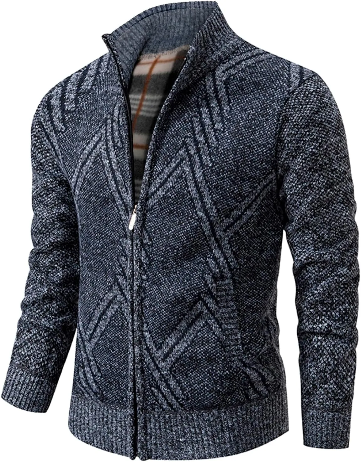 Mens Cardigan, Men's Full Zip Cardigan Sweaters Unisex Relax Fit Lapel Collar Long Sleeve Casual Ribbed Sweater