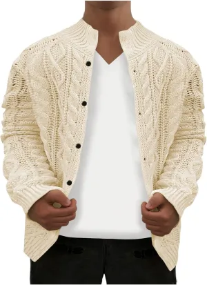 Men's Cardigan Sweaters Cable Knit Sweater Button Down Sweater Open Front Cardigan Plus Size Long Sleeve Sweaters