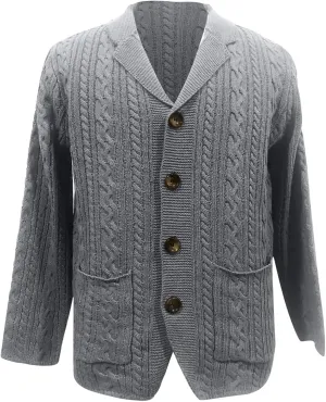 Mens Cardigan Sweaters Knitted Long Sleeve Cable Twisted Knit Warm Winter Sweater Casual Button Down Knitt Sweaters