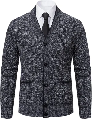 Men's Cardigan Sweaters Slim Fit Casual Button Down Cable Knitted Sweater Long Sleeve V-Neck Fashion Cardigans Top