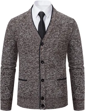 Men's Cardigan Sweaters Slim Fit Casual Button Down Cable Knitted Sweater Long Sleeve V-Neck Fashion Cardigans Top