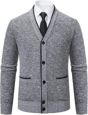 Men's Cardigan Sweaters Slim Fit Casual Button Down Cable Knitted Sweater Long Sleeve V-Neck Fashion Cardigans Top