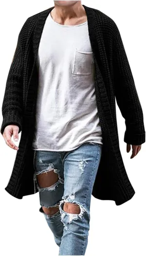 Men's Cardigan Sweaters with Buttons Knit Lapel Oversized Cardigan Thick Warm Casual Winter Cardigan
