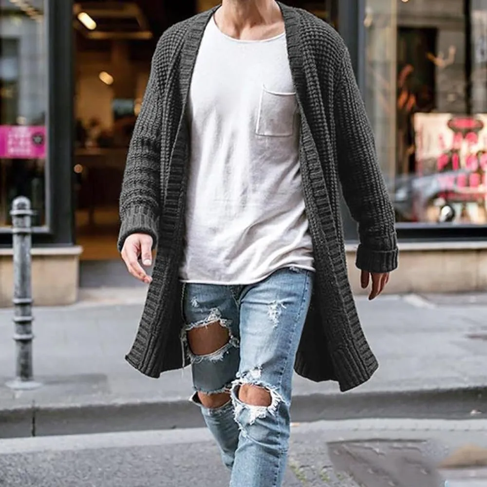 Men's Cardigan Sweaters with Buttons Knit Lapel Oversized Cardigan Thick Warm Casual Winter Cardigan