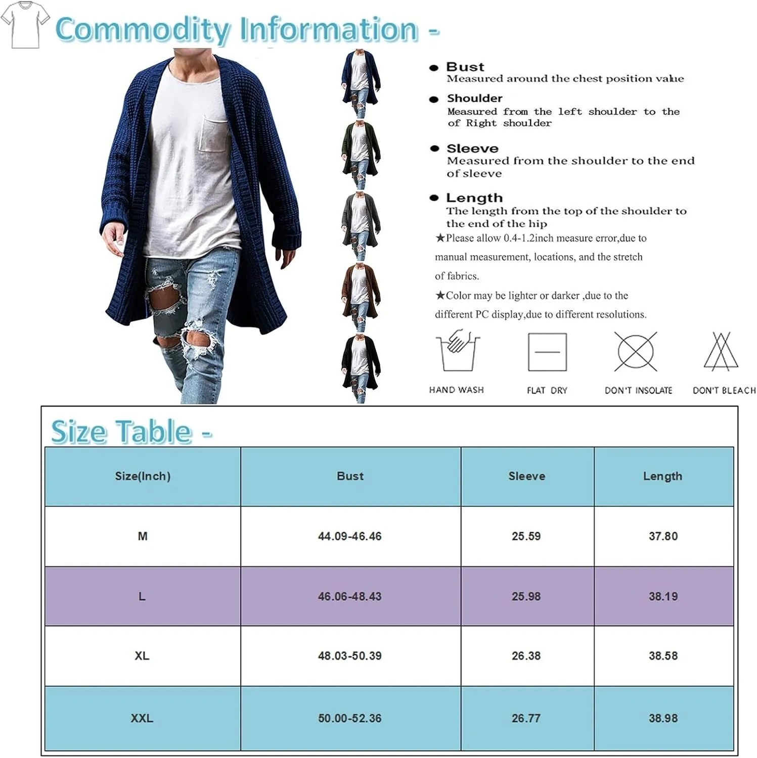 Men's Cardigan Sweaters with Buttons Knit Lapel Oversized Cardigan Thick Warm Casual Winter Cardigan