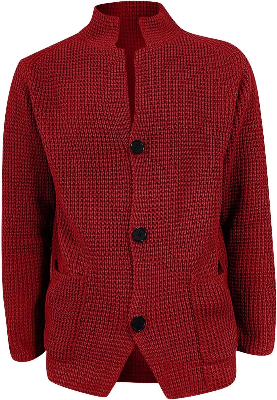 Mens Cardigan with Buttons Knitted Lapel Oversized Cardigan Sweater Lightweight Warm Lounge Winter Cardigan
