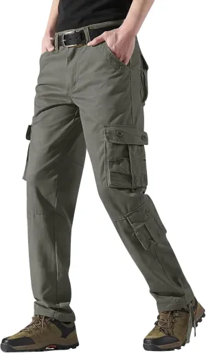 Mens Cargo Pants Khaki Cotton Pants Men Multi Pocket Cargo Pants for Men Extreme Motion Pants for Men Casual Men