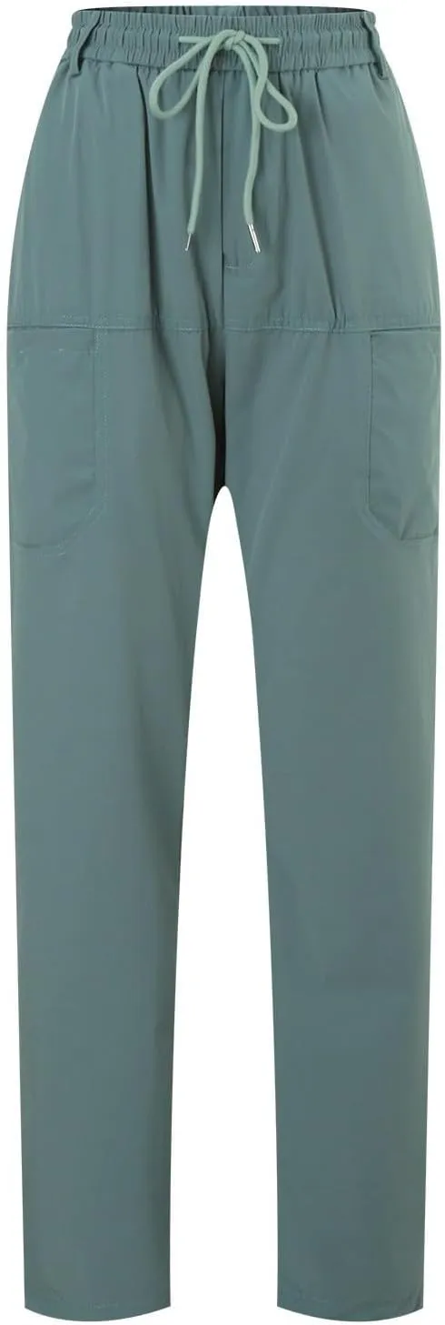 Mens Cargo Pants Plus Size Relaxed fit Stretchy Casual Hiking Pants Elastic Waist Drawstring Multi-Pocket Work Pants