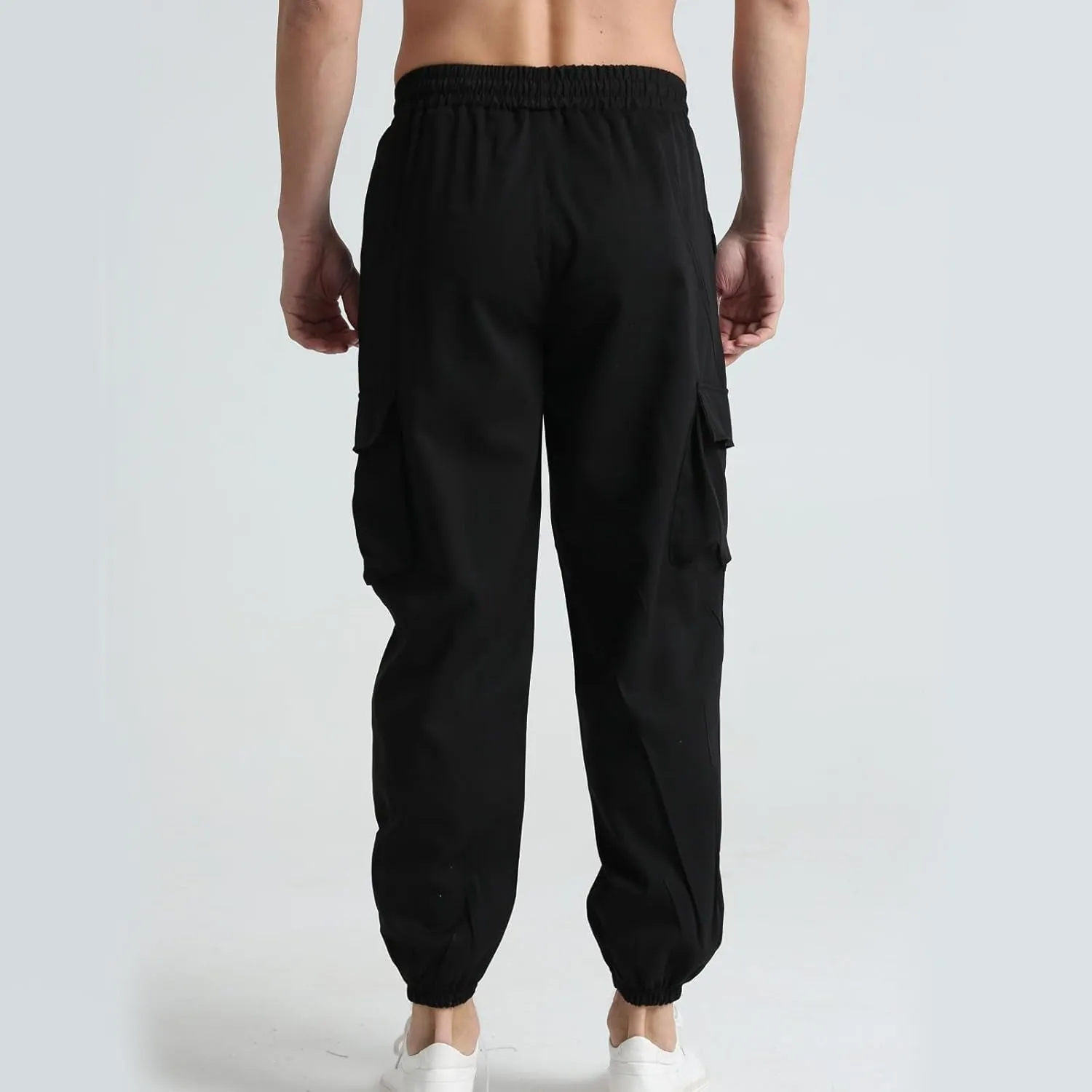 Mens Cargo Pants Relaxed Fit Workout Jogger Pants Lightweight Elastic Waist Outdoor Casual Work Pants Multi Pockets