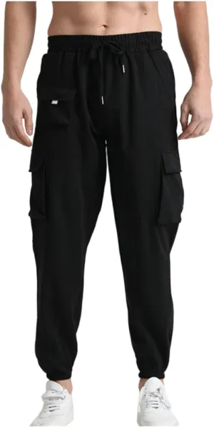 Mens Cargo Pants Relaxed Fit Workout Jogger Pants Lightweight Elastic Waist Outdoor Casual Work Pants Multi Pockets