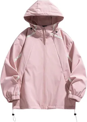 Men's Casual 2024 Drawstring Jacket Coats Trendy Loose Fit Long Sleeve With Zipper Classic Solid Hooded Jacket