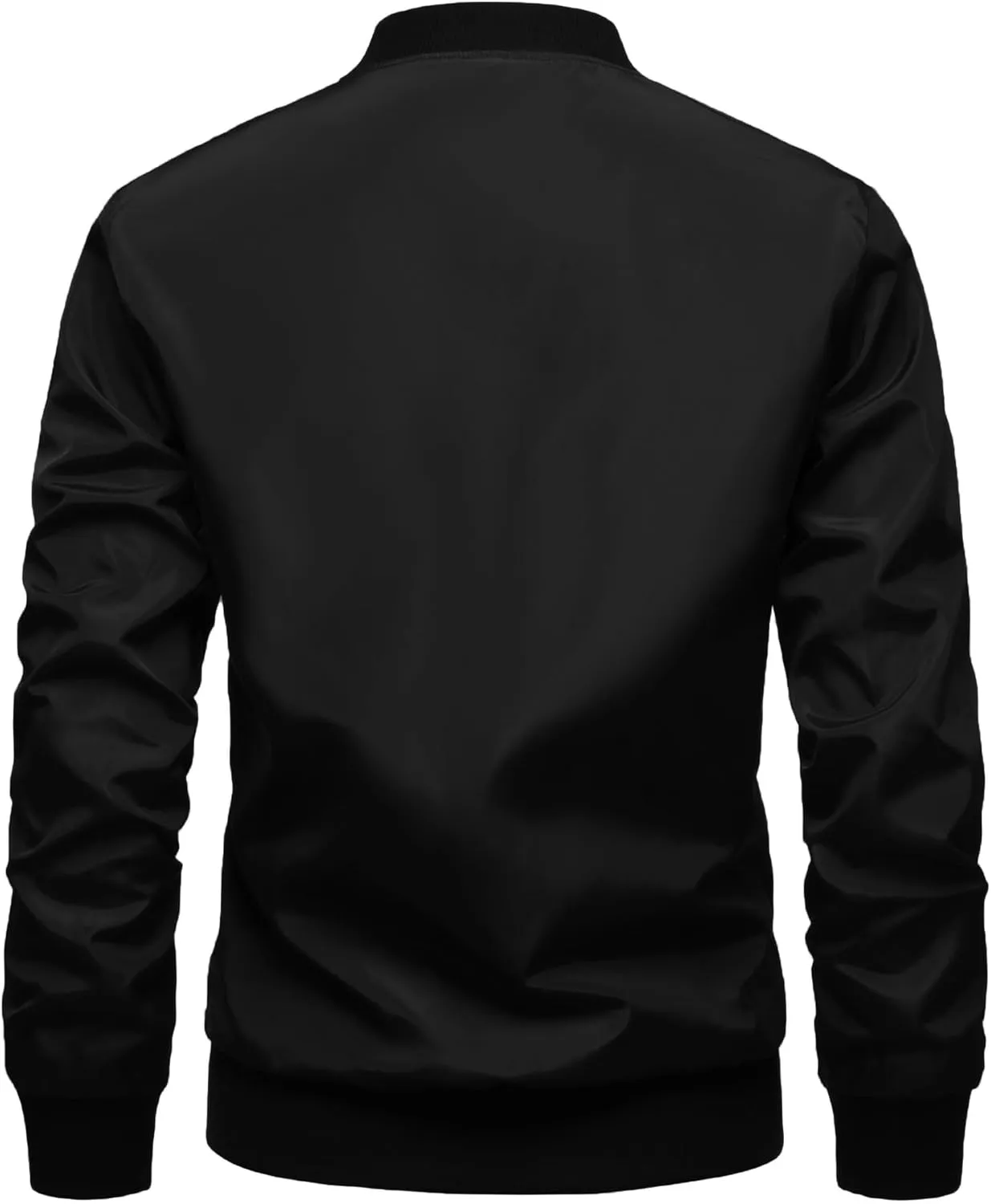 Mens Casual Coat Jacket, Long Sleeve Embroidered Bomber Jacket with Zipper, Anorak Windbreaker with Pockets