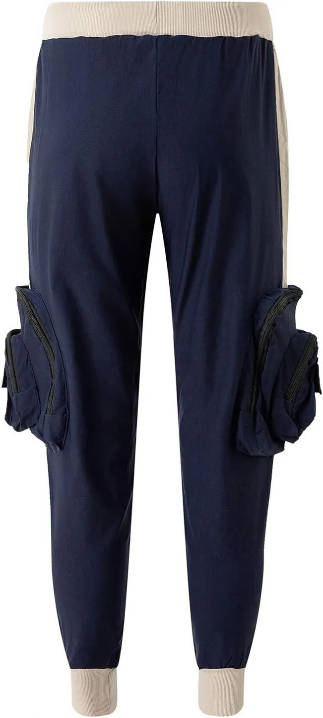 Men's Casual Cotton Cargo Pants Elastic Waist with Belt Cargo Men's Cargo Pants Elastic Waistband Chino Slim Skinny