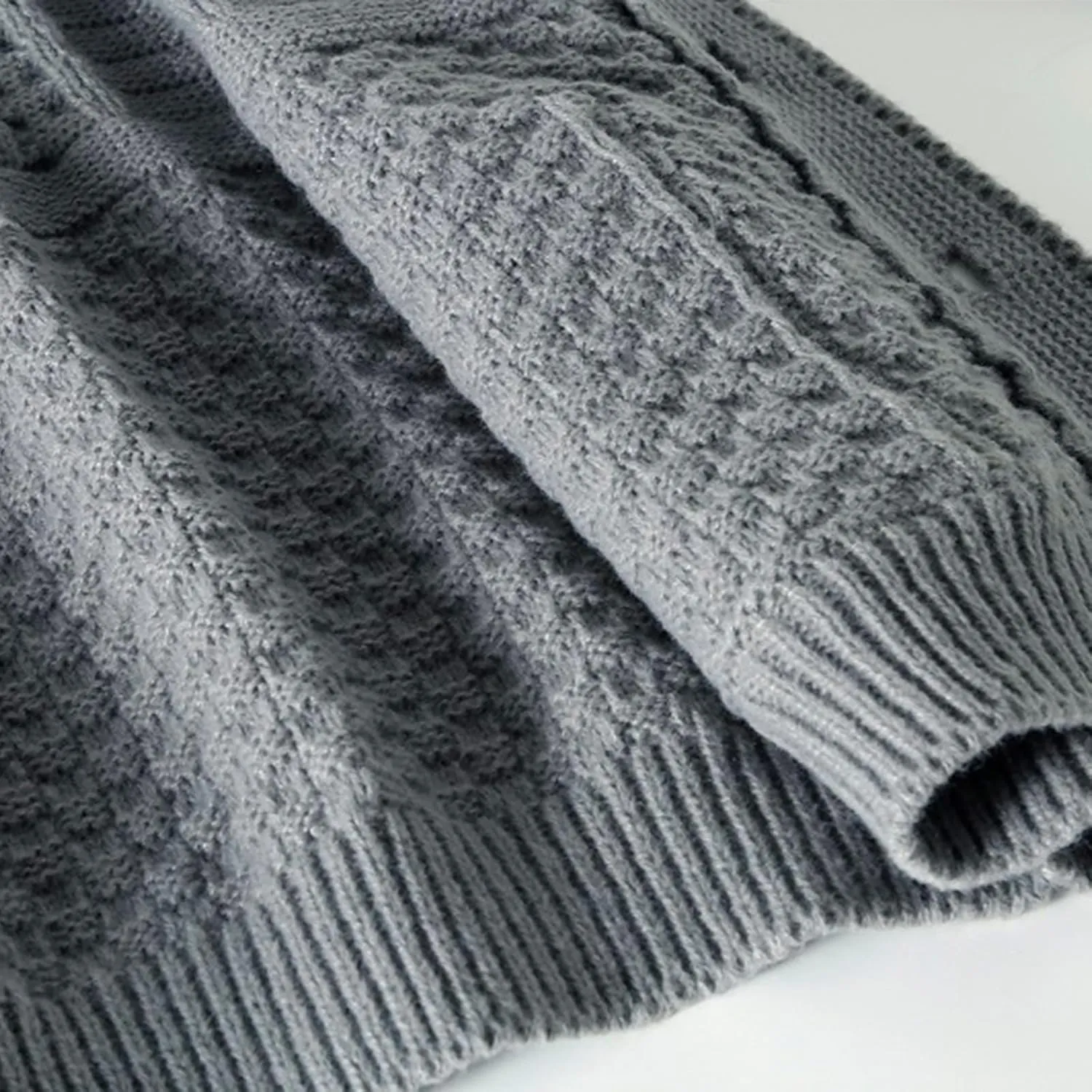 Men's Casual Shawl Collar Cardigans Long Sleeve Button Down Cable Knit Cardigan Casual Fashion Sweater with Pocket