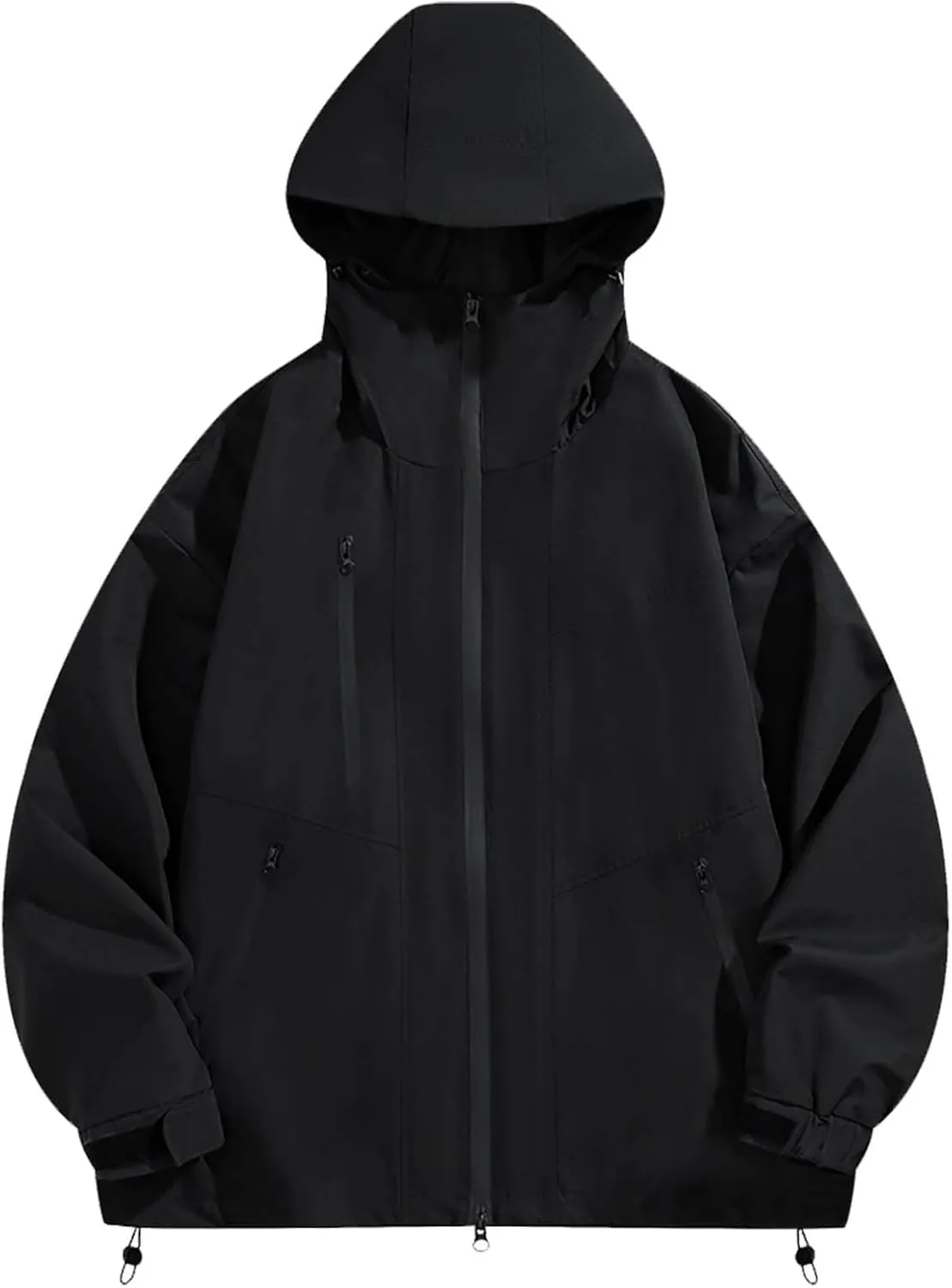 Men's Casual Waterproof Hooded Jacket Winter 2024 Outdoor Travel Raincoat Zip Up Trendy Breathable Rain Shell Jacket
