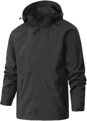 Mens Classic Color Block Windproof 2024 Causal Outdoor Water Resistance Drawstring With Pockets Hooded Jacket Coat